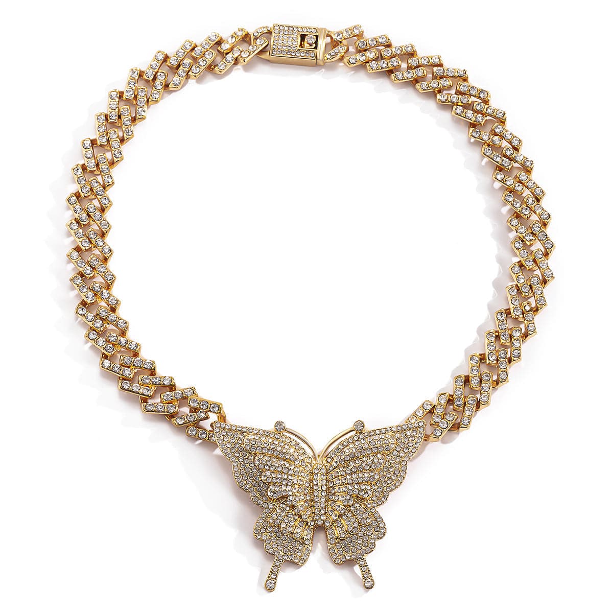 Cubic Zirconia & 18K Gold-Plated Butterfly Pendant Necklace