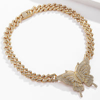 Cubic Zirconia & Goldtone Butterfly Pendant Necklace