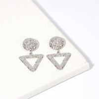 Silver-Plated Textured Open Triangle Drop Earrings