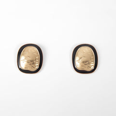 Enamel & 18K Gold-Plated Distressed Oval Stud Earrings