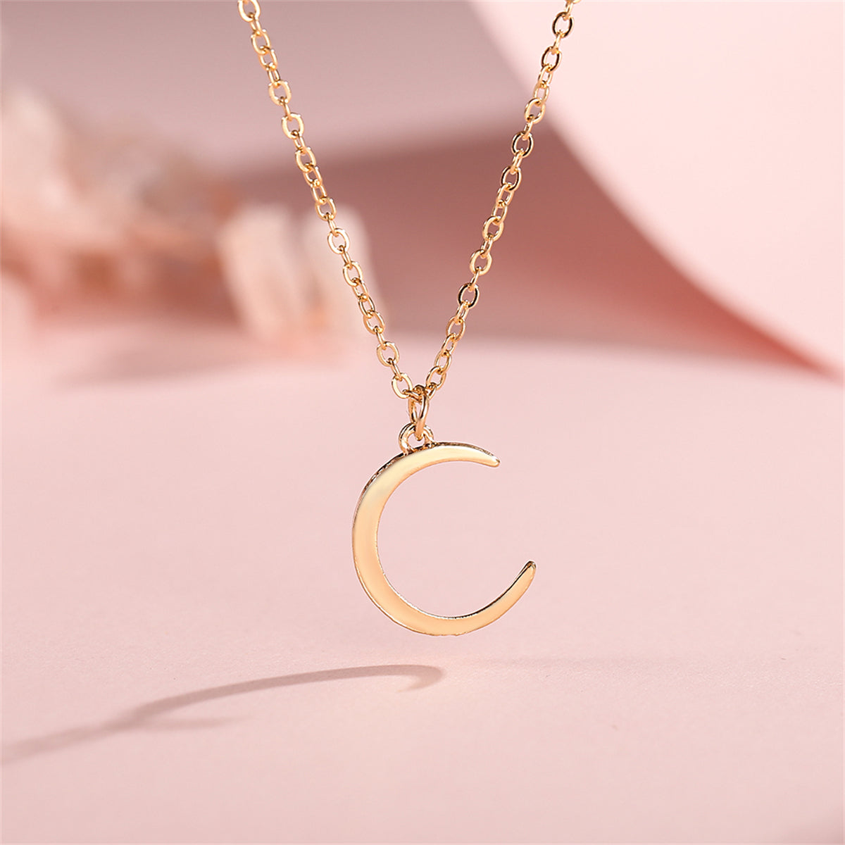 18K Gold-Plated Moon Pendant Necklace, gold pendant necklace for women, everyday style, lifestyle look