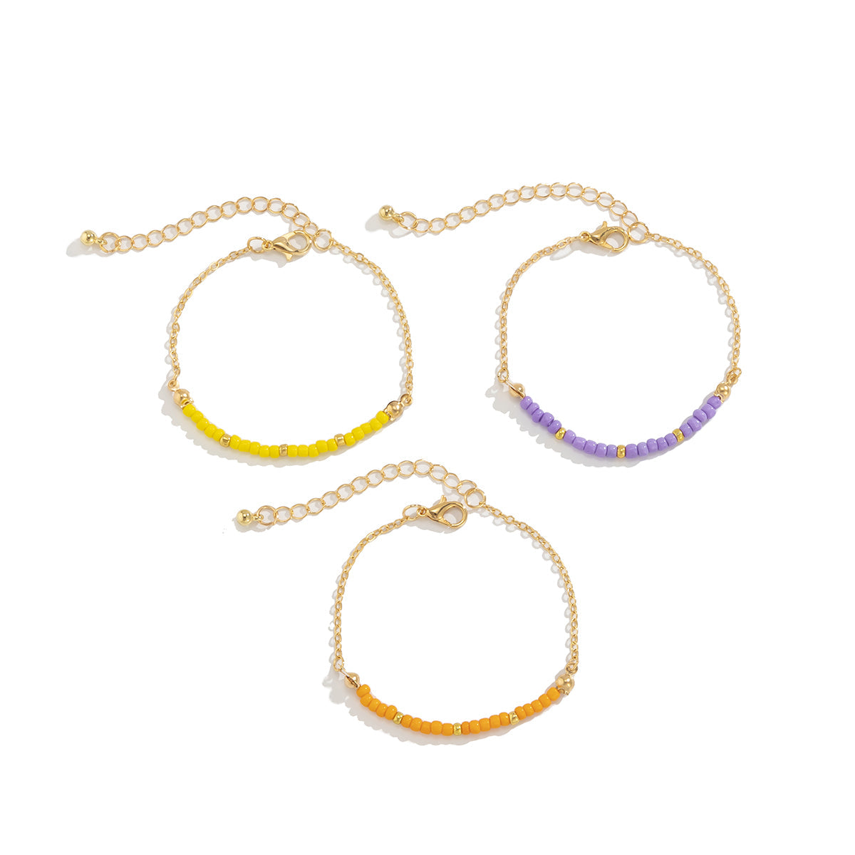 Purple & Yellow Howlite Beaded Bracelet Set