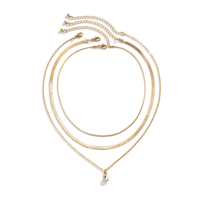 Crystal and 18K Gold-Plated Snake Chain Necklace Set, jewelry gift sets for women, elegant gift for her, side view