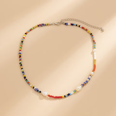 Red Howlite & Pearl Silver-Plated Beaded Choker Necklace