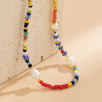 Red Howlite & Pearl Silver-Plated Beaded Choker Necklace