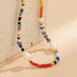 Red Howlite & Pearl Silver-Plated Beaded Choker Necklace
