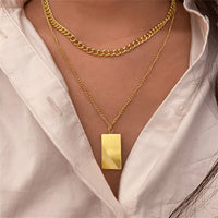 Goldtone Rectangle Layered Pendant Necklace