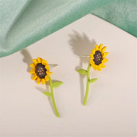 Yellow & Cubic Zirconia Sunflower Drop Earrings