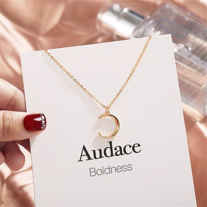 18K Gold-Plated Moon Pendant Necklace, gold pendant necklace for women, everyday style, styled look