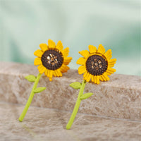 Yellow & Cubic Zirconia Sunflower Drop Earrings