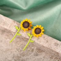 Yellow & Cubic Zirconia Sunflower Drop Earrings