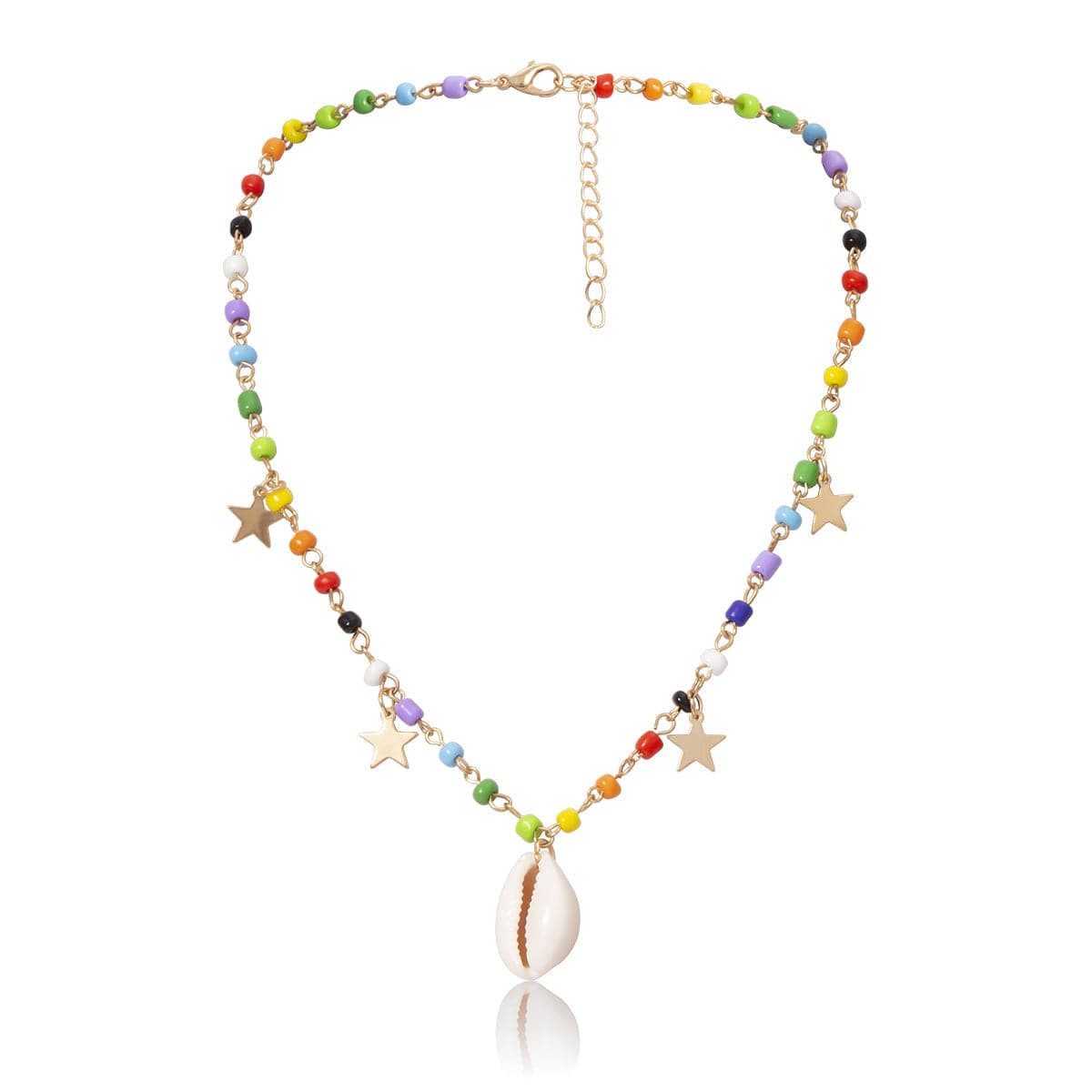 Jewel-Tone Howlite & Shell 18K Gold-Plated Star Station Necklace