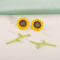Yellow & Cubic Zirconia Sunflower Drop Earrings