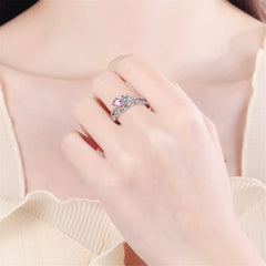 Cubic Zirconia & Pink Crystal Botany Layered Open Ring