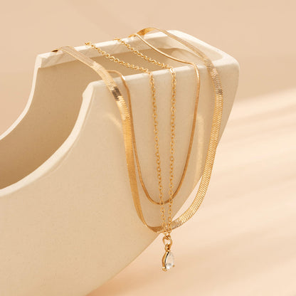 Crystal and 18K Gold-Plated Snake Chain Necklace Set, jewelry gift sets for women, elegant gift for her, lifestyle look