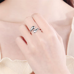 Silver-Plated Teardrop Bypass Ring