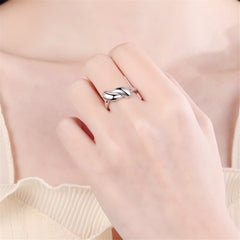 Silver-Plated Geometric Open Ring