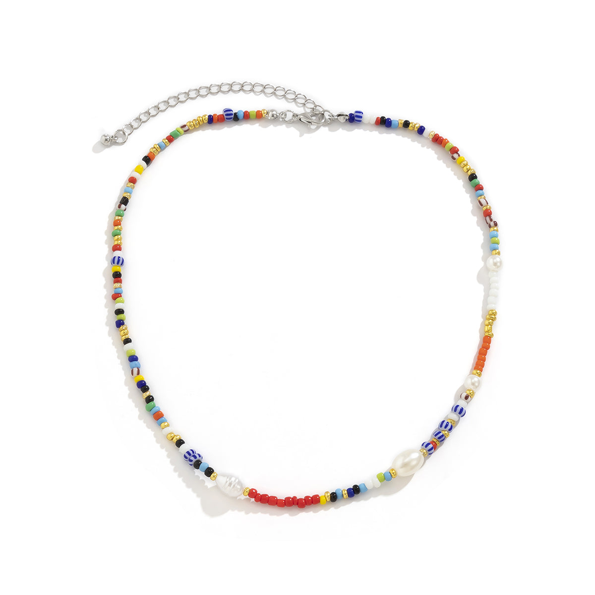 Red Howlite & Pearl Silver-Plated Beaded Choker Necklace