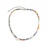 Red Howlite & Pearl Silver-Plated Beaded Choker Necklace