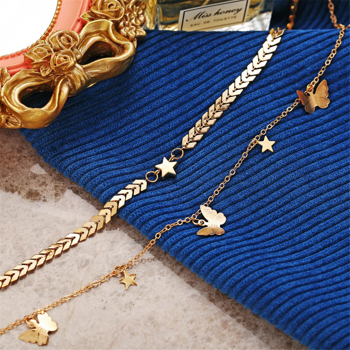 18K Gold-Plated Star & Butterfly Layer Necklace