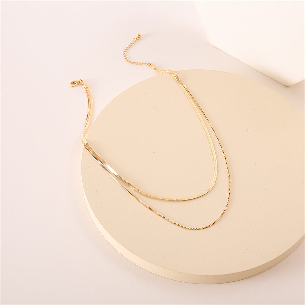 18K Gold-Plated Snake Layered Necklace, gold pendant necklace for women, vintage-inspired design, side view
