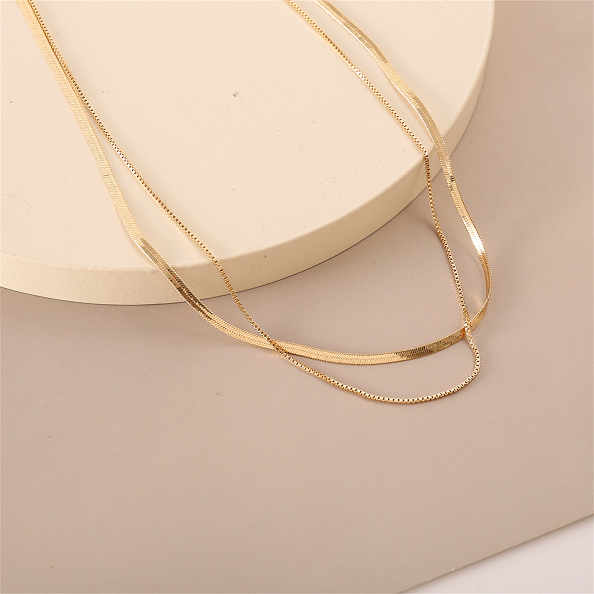 18K Gold-Plated Snake Layered Necklace, gold pendant necklace for women, vintage-inspired design, detail close-up