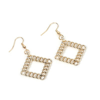 Goldtone Chain Rhombus Drop Earrings