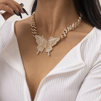 Cubic Zirconia & Goldtone Butterfly Pendant Necklace