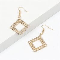 Goldtone Chain Rhombus Drop Earrings