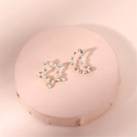 Cubic Zirconia & Pearl Open Celestial Stud Earrings