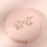 Cubic Zirconia & Pearl Open Celestial Stud Earrings