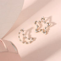 Cubic Zirconia & Pearl Open Celestial Stud Earrings