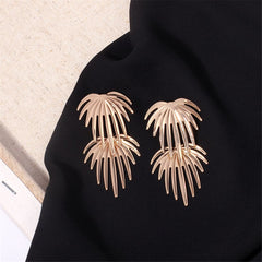 18K Gold-Plated Dual Coconut Tree Drop Earrings