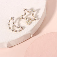 Cubic Zirconia & Pearl Open Celestial Stud Earrings