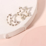 Cubic Zirconia & Pearl Open Celestial Stud Earrings