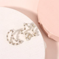 Cubic Zirconia & Pearl Open Celestial Stud Earrings