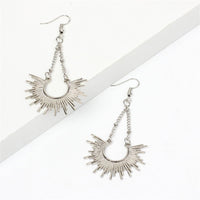 Silvertone Sunburst Drop Earrings