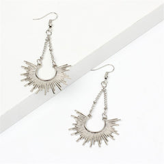 Silver-Plated Sunburst Drop Earrings