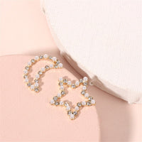 Cubic Zirconia & Pearl Open Celestial Stud Earrings