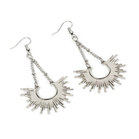 Silvertone Sunburst Drop Earrings