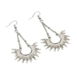 Silvertone Sunburst Drop Earrings