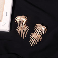 18K Gold-Plated Dual Coconut Tree Drop Earrings
