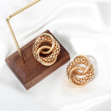18k Gold-Plated Crossing Ring Stud Earrings