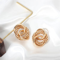 18k Gold-Plated Crossing Ring Stud Earrings