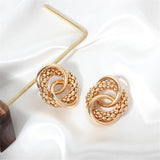 18k Gold-Plated Crossing Ring Stud Earrings