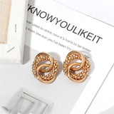 18k Gold-Plated Crossing Ring Stud Earrings