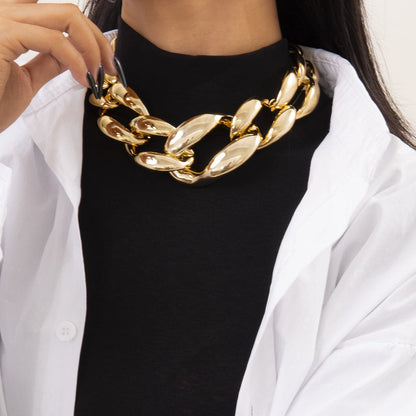 18K Gold-Plated Thick Knot Choker Necklace, chunky gold choker necklace, elegant gift for her, side view