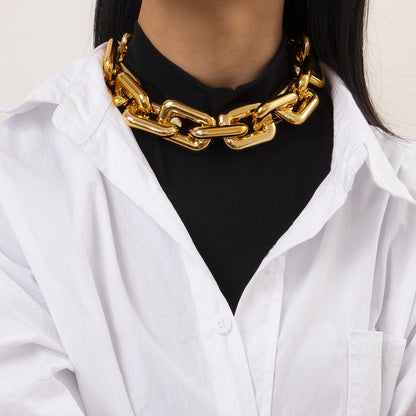 18K Gold-Plated Thick Choker Necklace, gold pendant necklace for women, elegant gift for her, lifestyle look