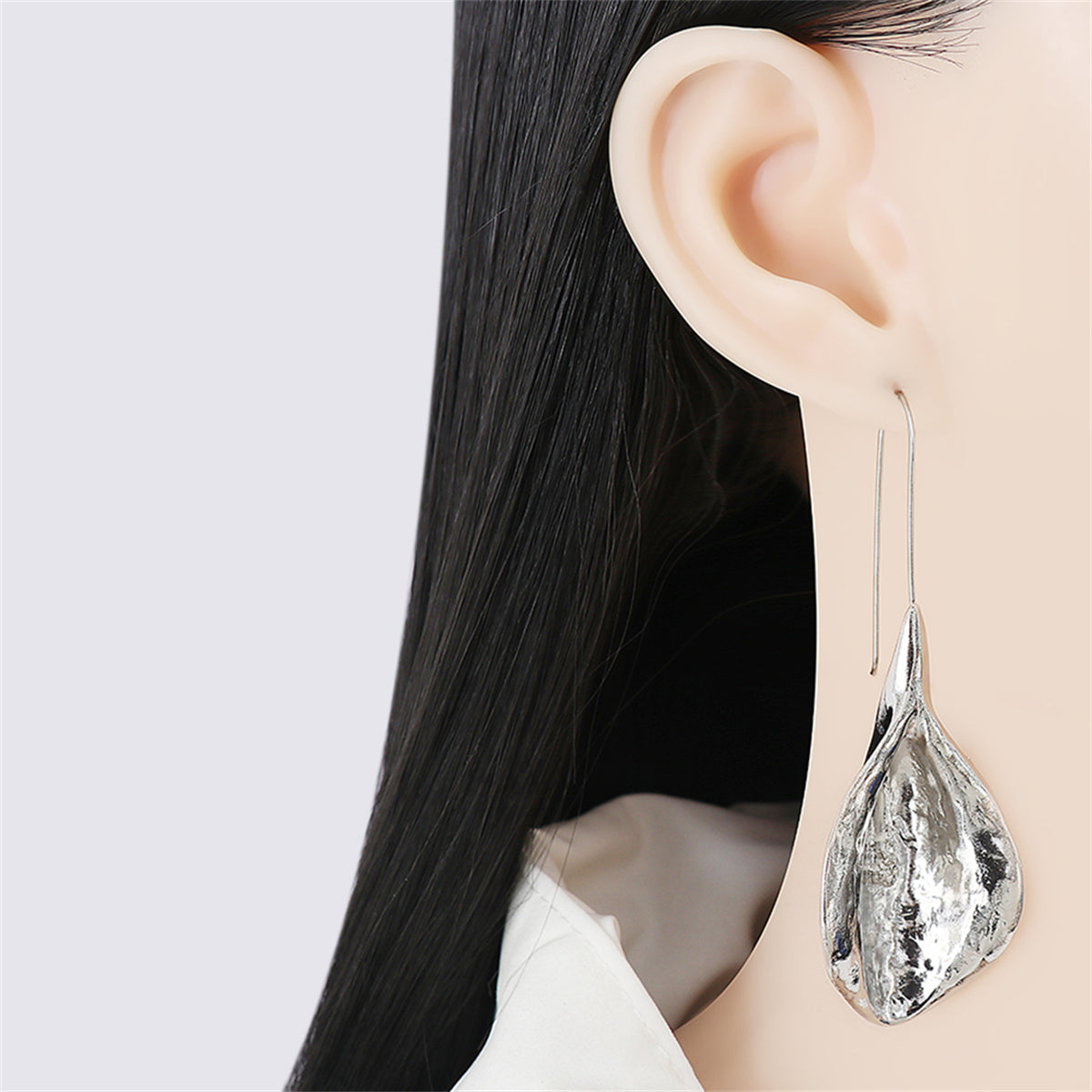 Silver-Plated Leaf Drop Earrings