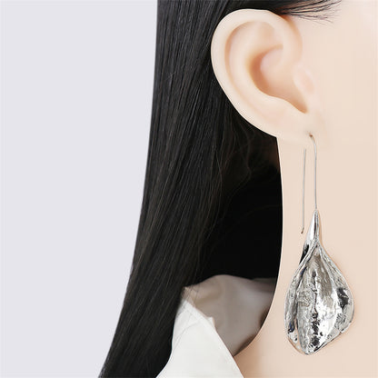 Silver-Plated Leaf Drop Earrings, silver drop earrings for women, botanical inspired, lifestyle look